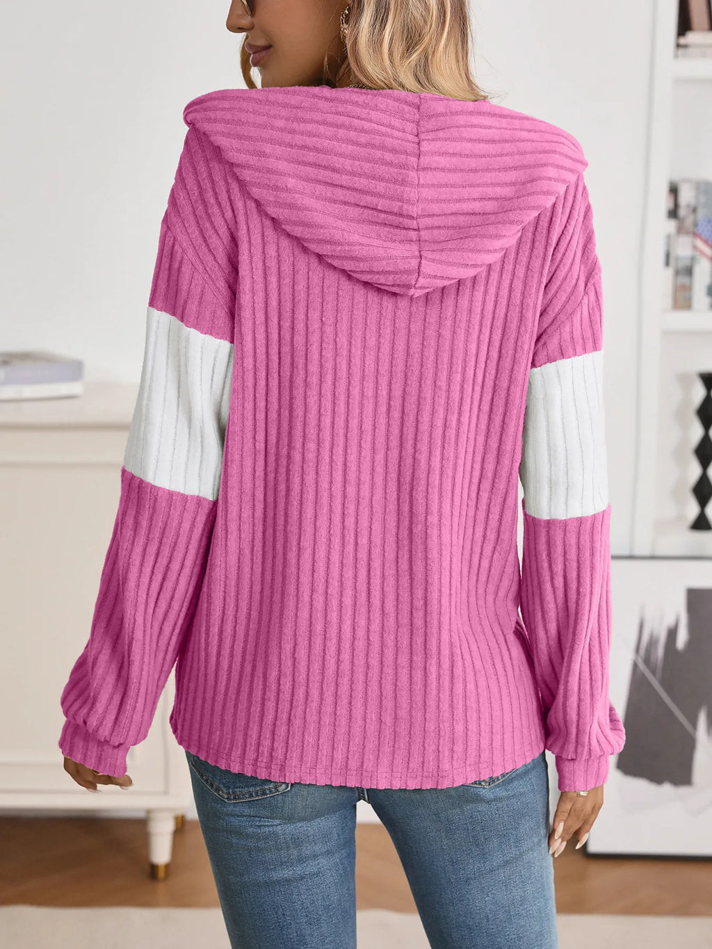 Drawstring Color Block Zip Up Outerwear