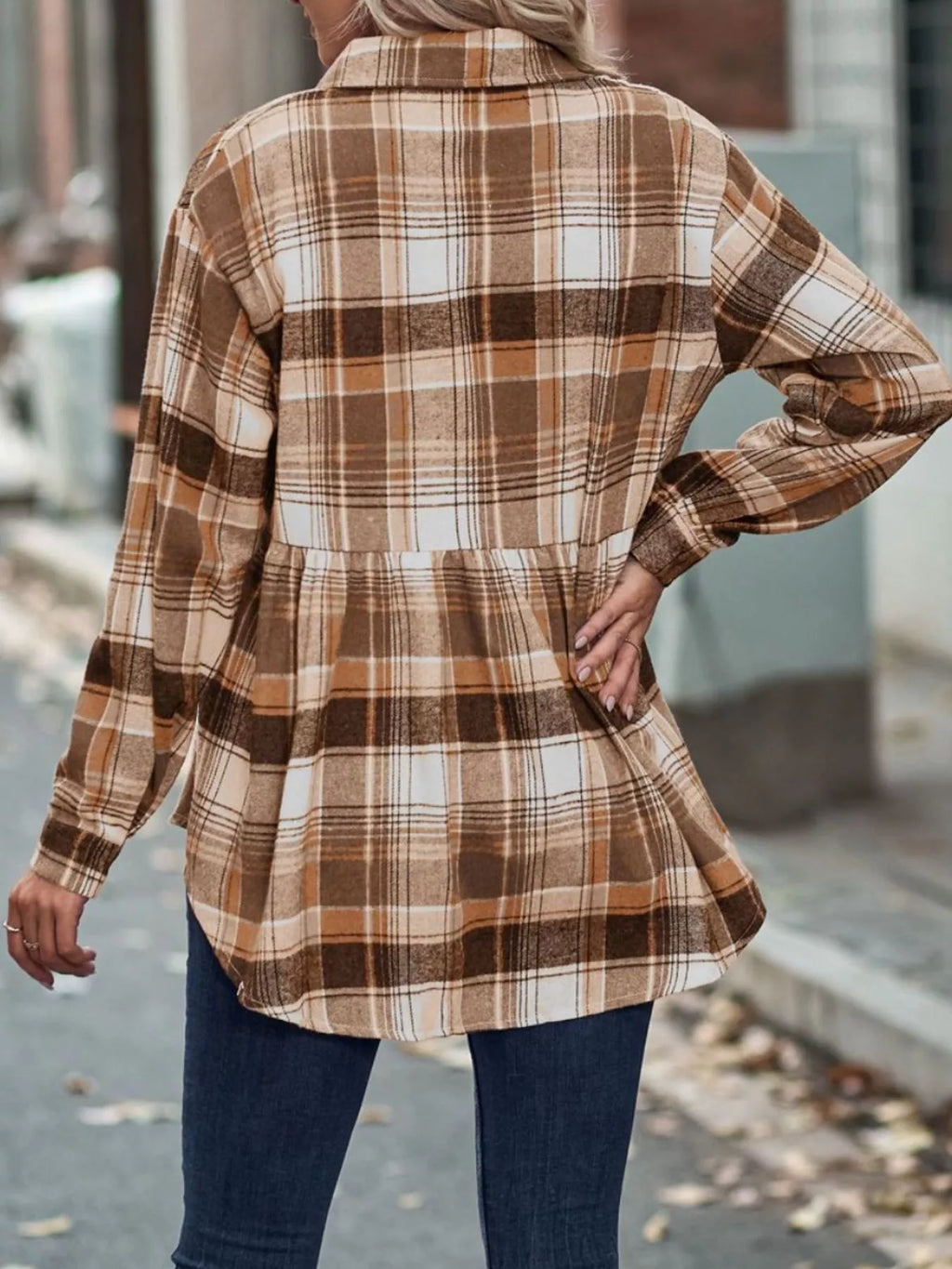 Plaid Button-Down Long Sleeve Shirt