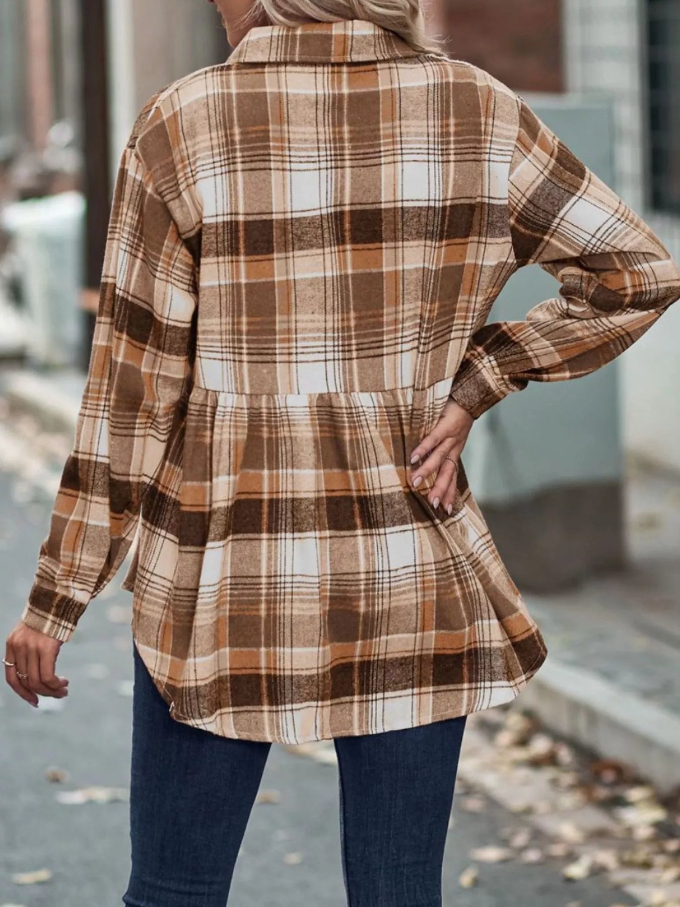 Plaid Button-Down Long Sleeve Shirt