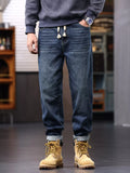 Men's Plus Size Drawstring Waist Relaxed Fit Jeans