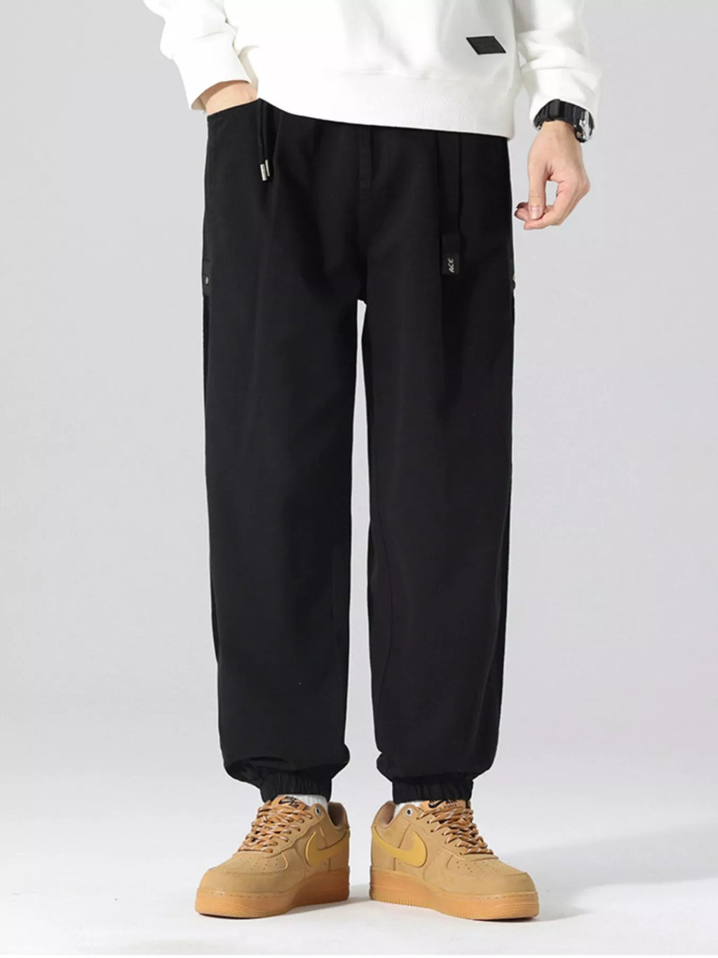 Men's Plus Size Drawstring Cargo Joggers with Pockets