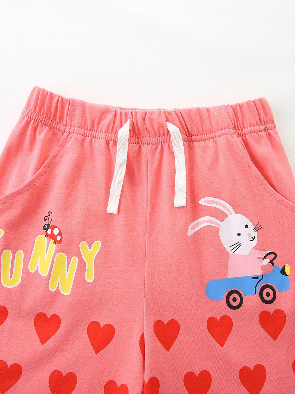 Children's Bunny Heart Print Top and Shorts Set