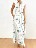Floral Print Sleeveless Maxi Shirt Dress