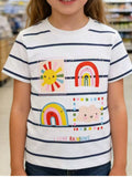 Children's Rainbow Graphic Striped T-Shirt