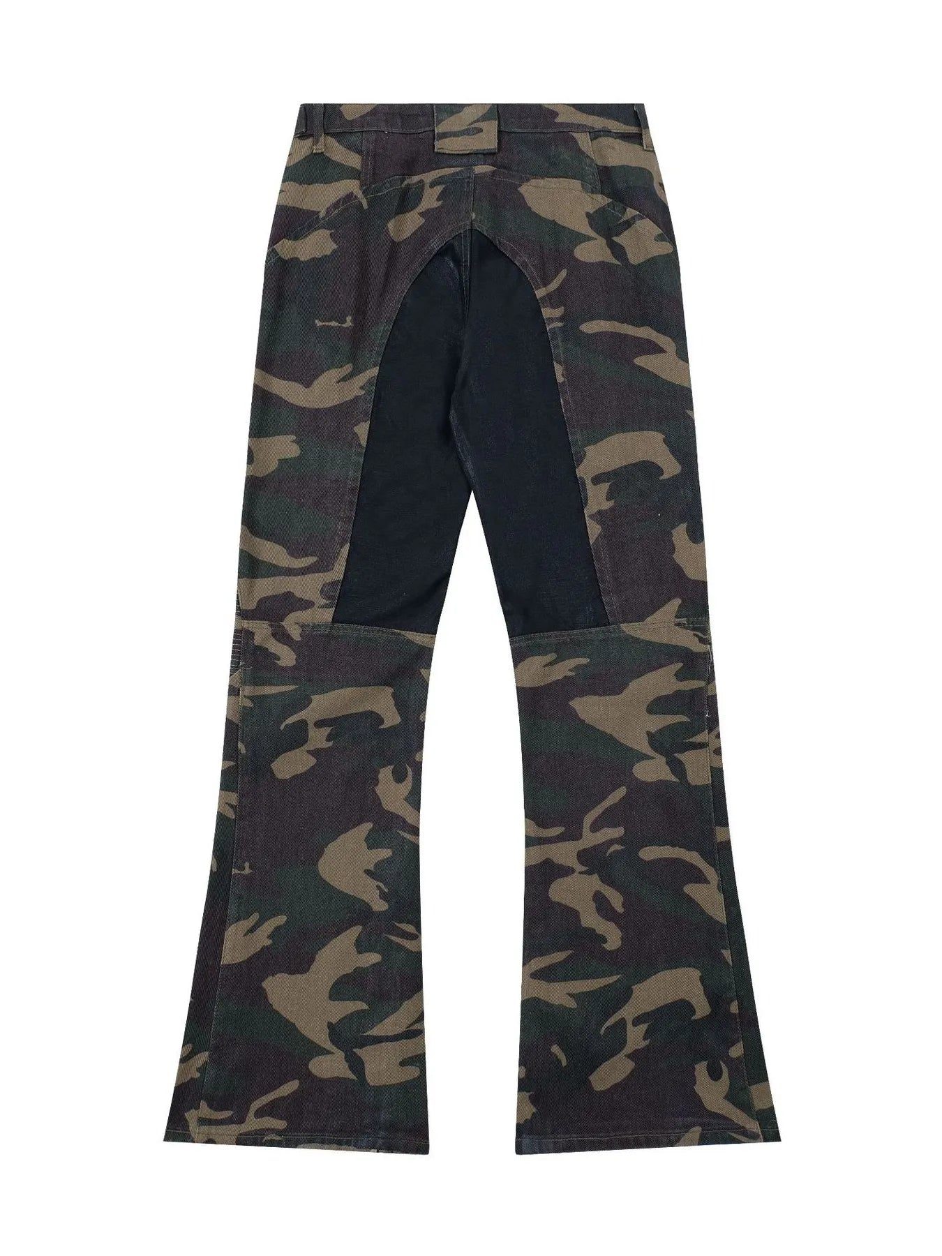 Men's Camouflage Bootcut Jeans with Seam Detail