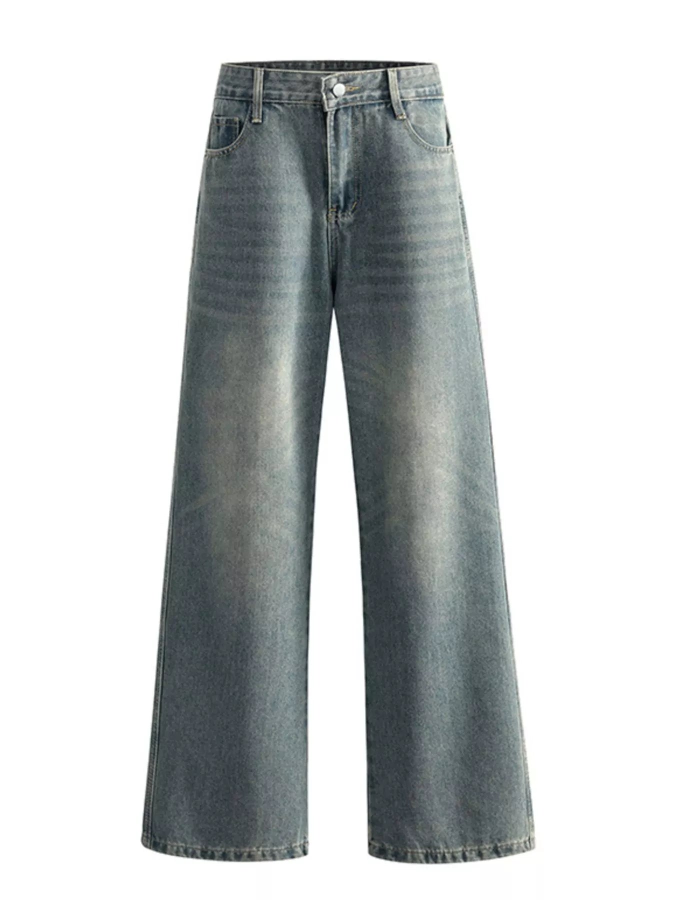Men's Full Size Vintage Wash Wide Leg Jeans Plus Size