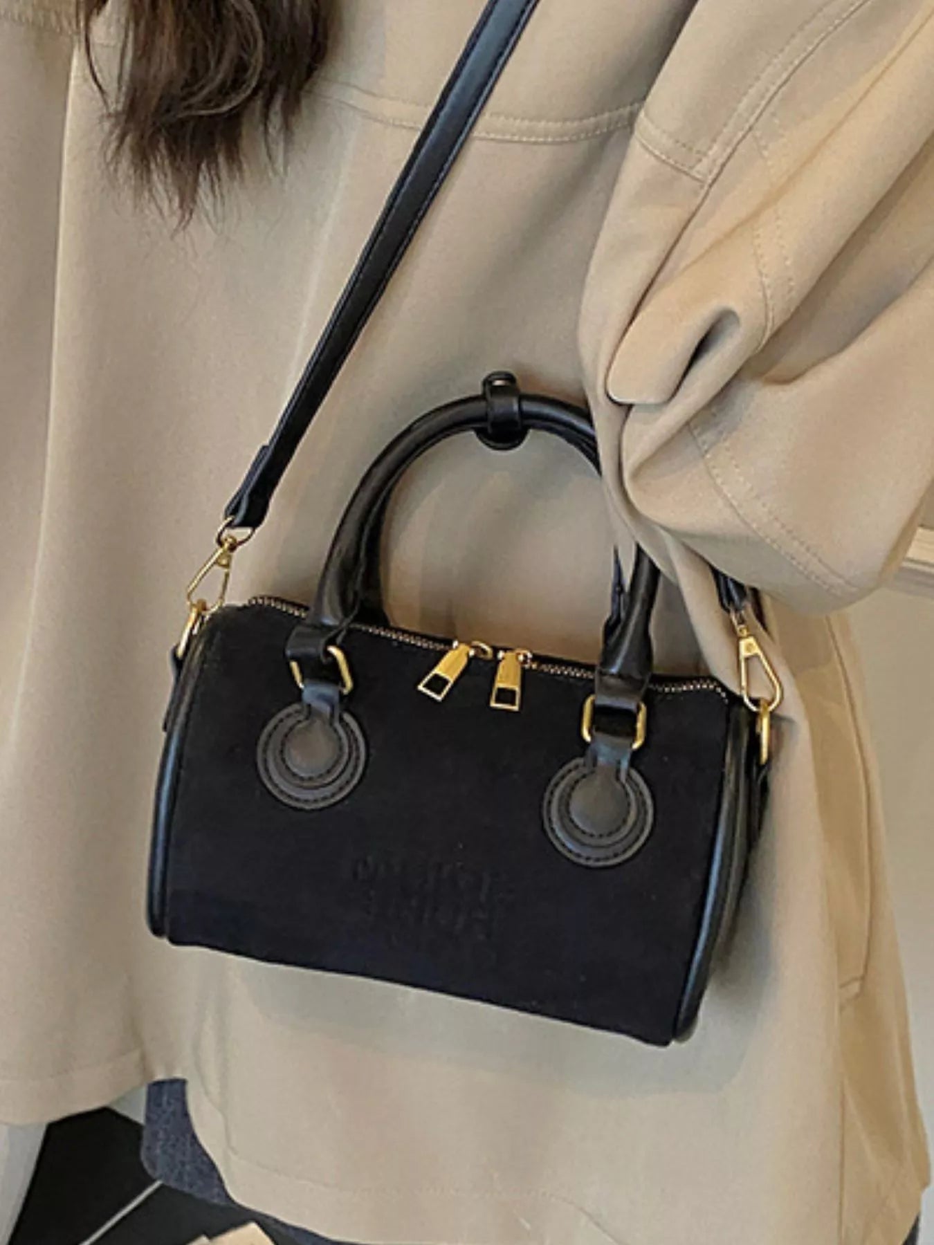 Barrel Crossbody Bag with Top Handle