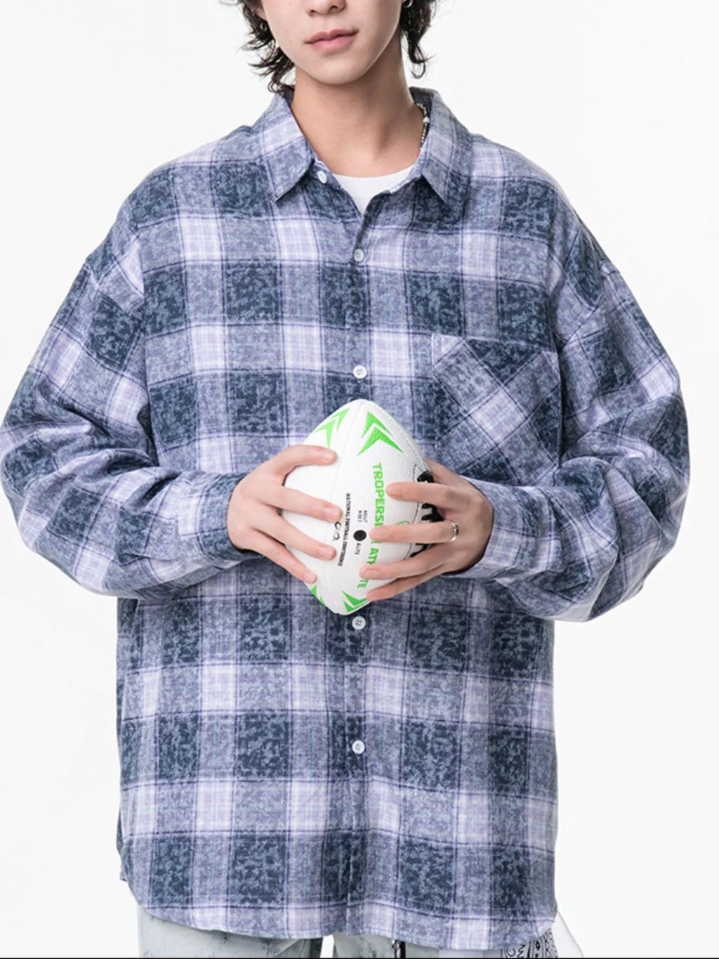 Men's Plus Size Plaid Button Up Long Sleeve Shirt