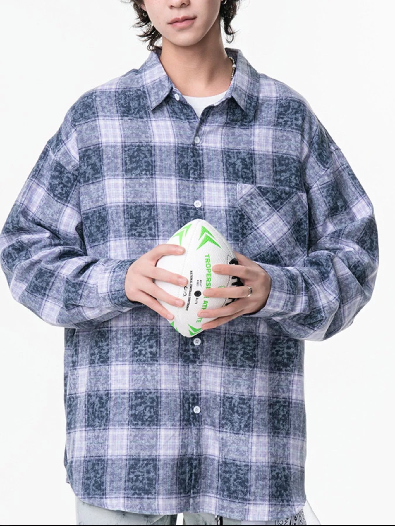 Men's Plus Size Plaid Button Up Long Sleeve Shirt