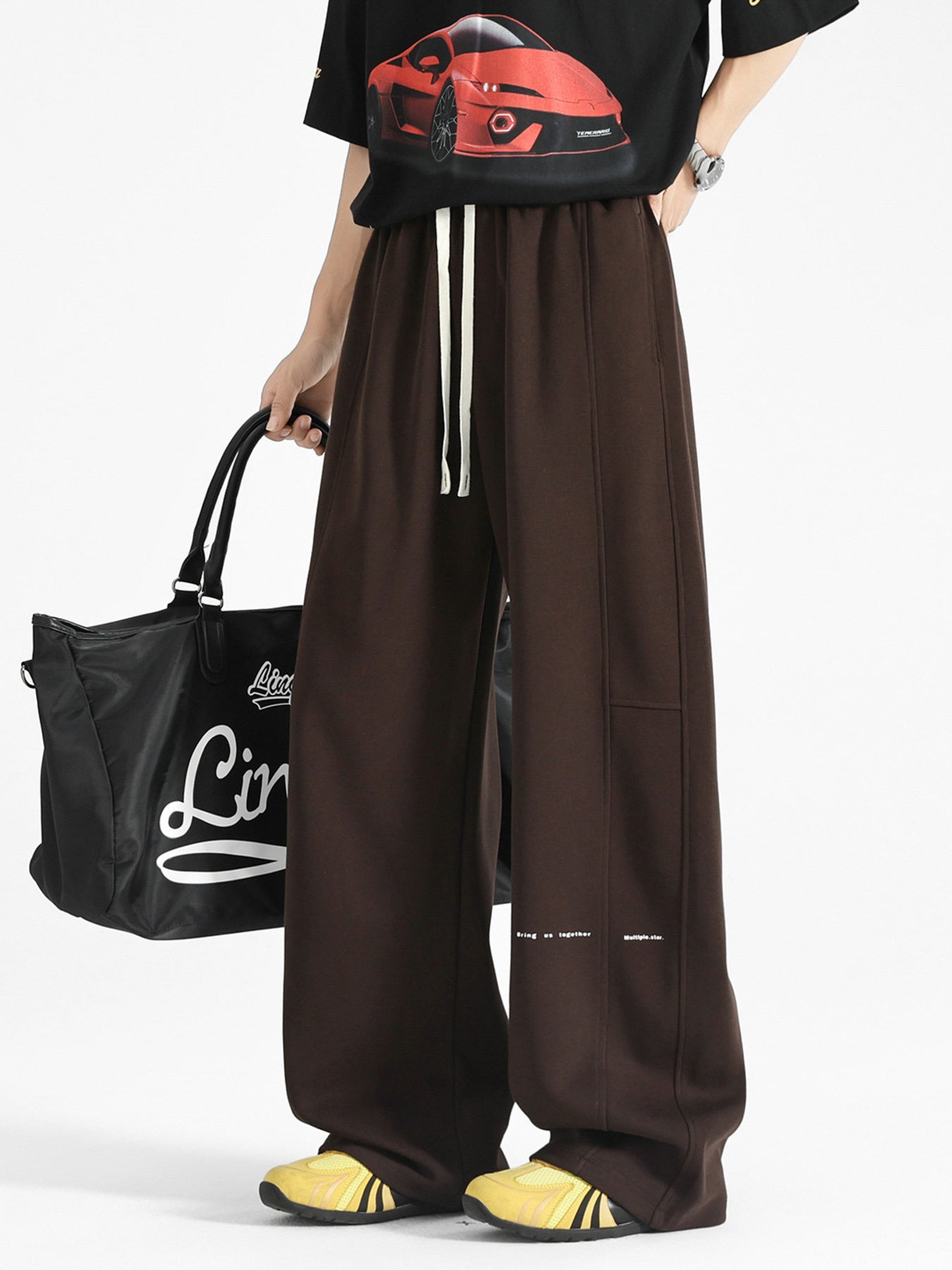 Men's Plus Size Drawstring Wide Leg Casual Pants