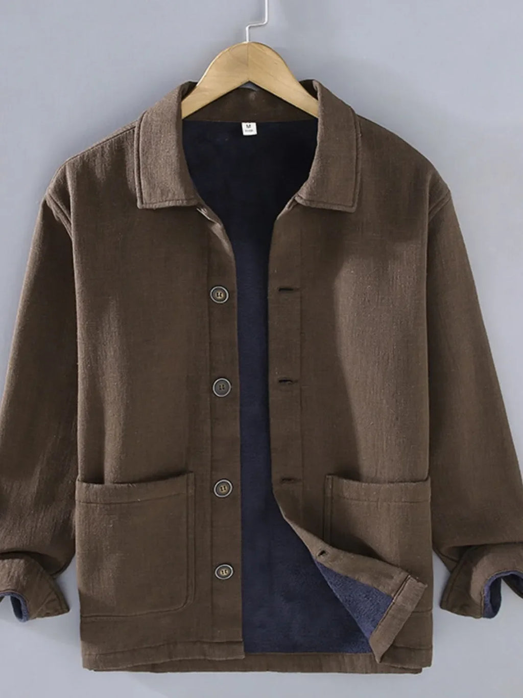 Men's Plus Size Button Up Long Sleeve Shacket