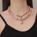 Alloy Christmas Necklace with Santa and Christmas Tree Pendant