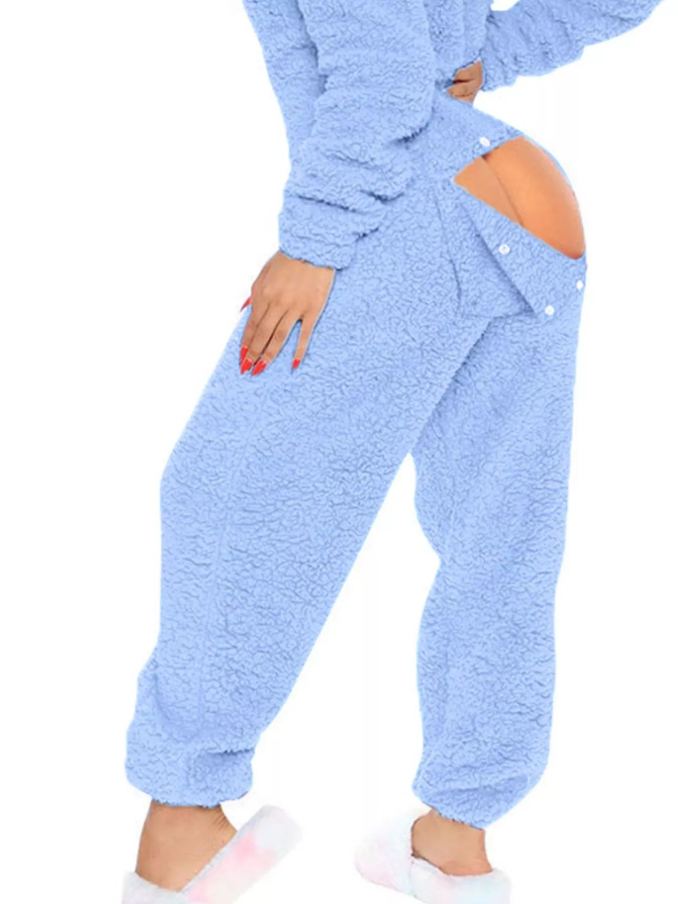 Fleece Hooded Open Back Jumpsuit