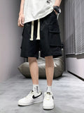 Men's Plus Size Casual Cargo Shorts with Drawstring