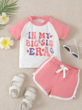Children's Letter Graphic Tee and Shorts Set