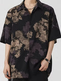 Men's Plus Size Printed Button Up Short Sleeve Shirt