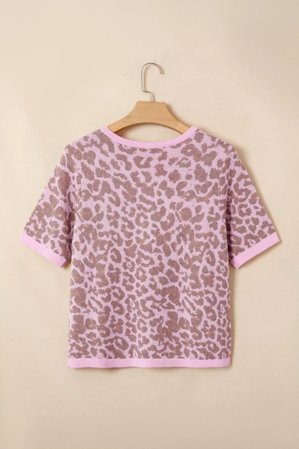 Leopard Button Down Short Sleeve Sweater Cardigan