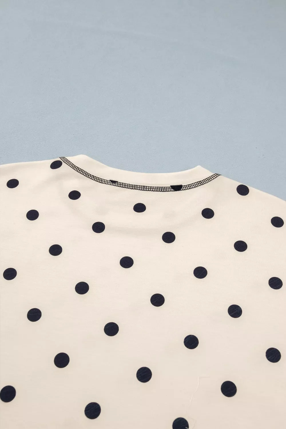 Exposed Seam Detail Polka Dot Loose Tee Drawstring Shorts Set