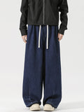 Men's Wide Leg Drawstring Jeans