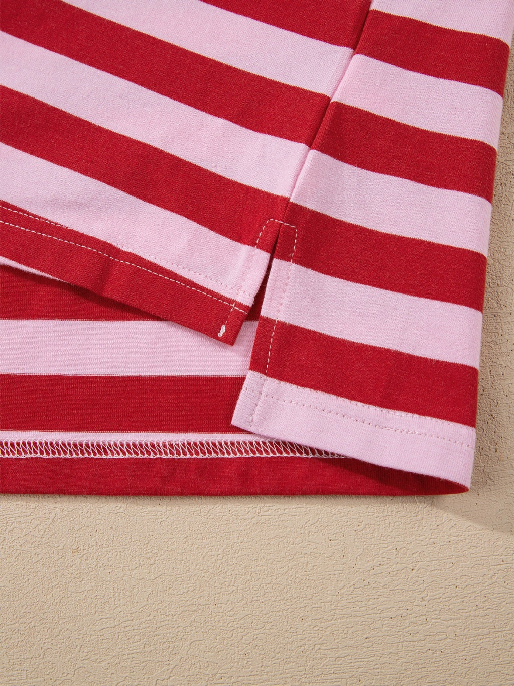 Stripe Split V Neck Casual T Shirt