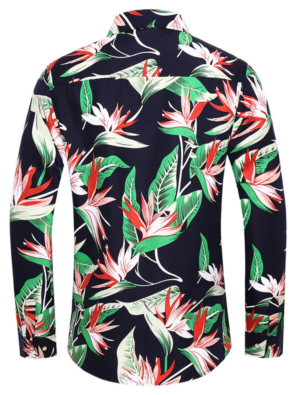 Men's Plus Size Tropical Print Long Sleeve Button-Down Shirt