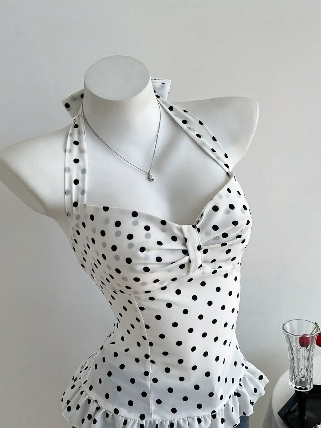 Polka Dot Halter Neck Cami