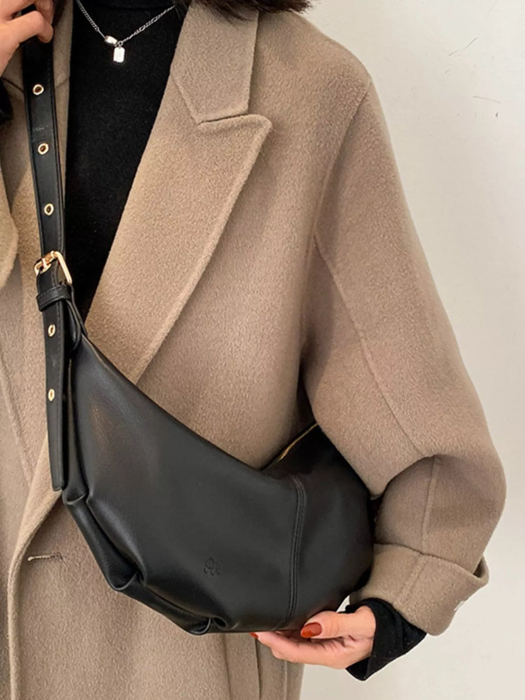 Leather Crescent Crossbody Bag