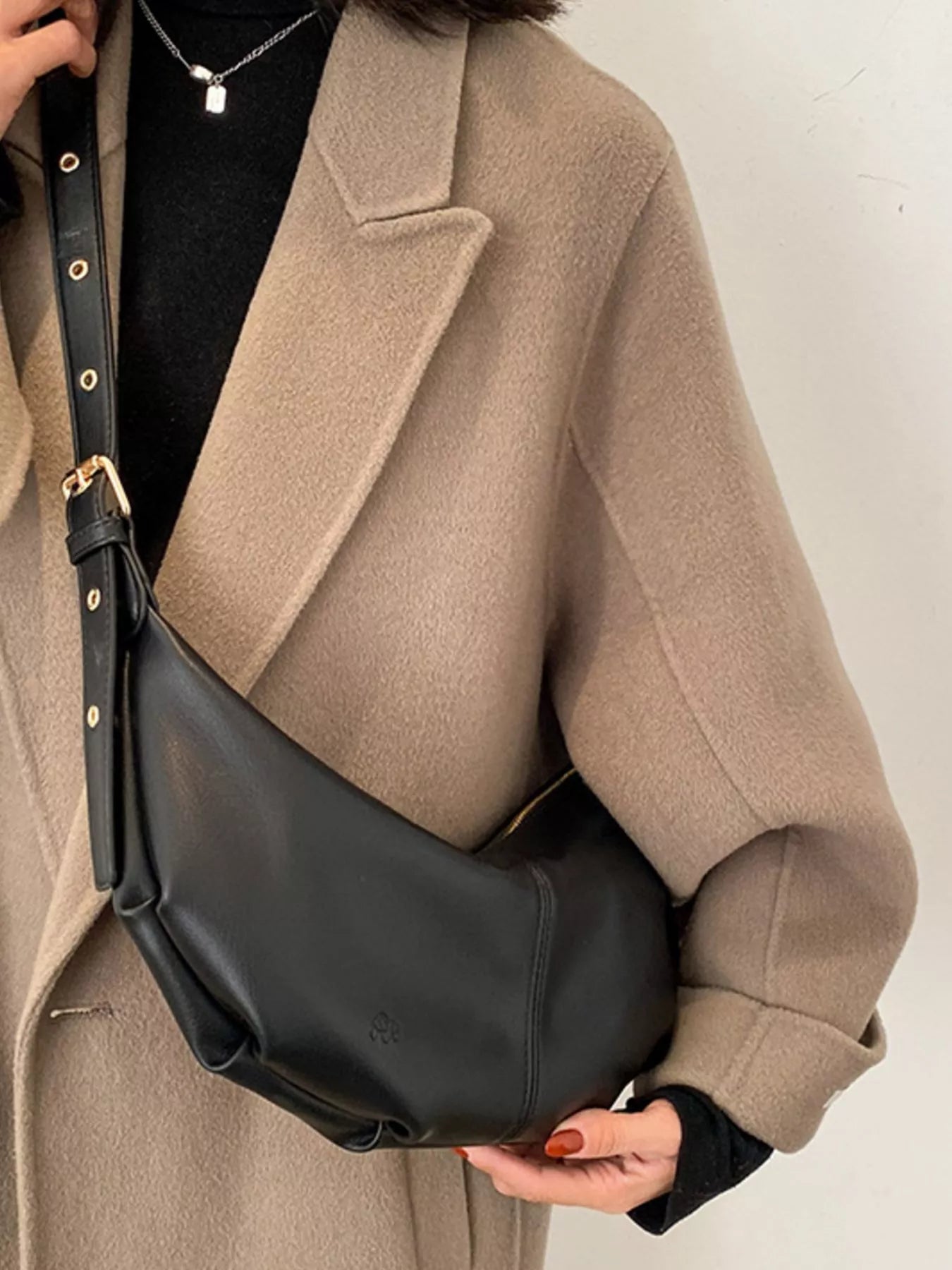Leather Crescent Crossbody Bag
