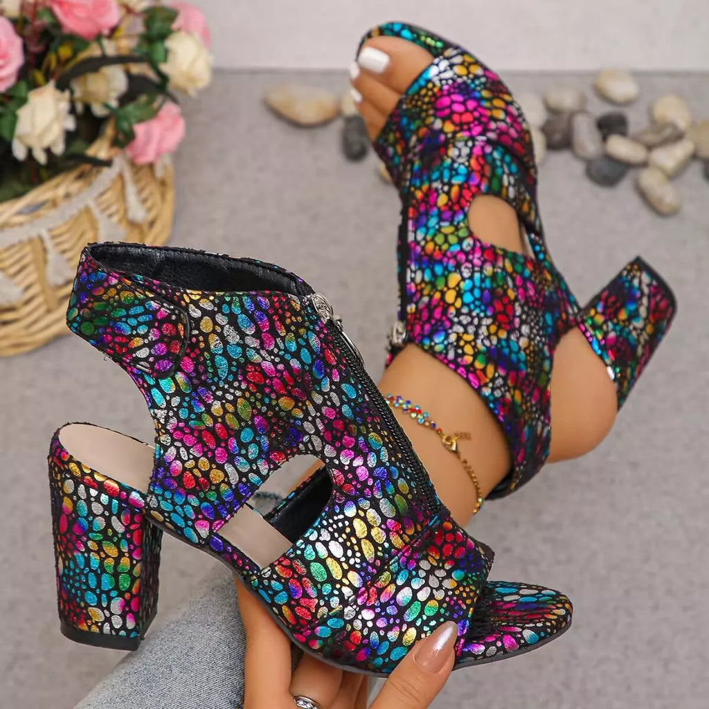 Open Toe Block Heels Sandals