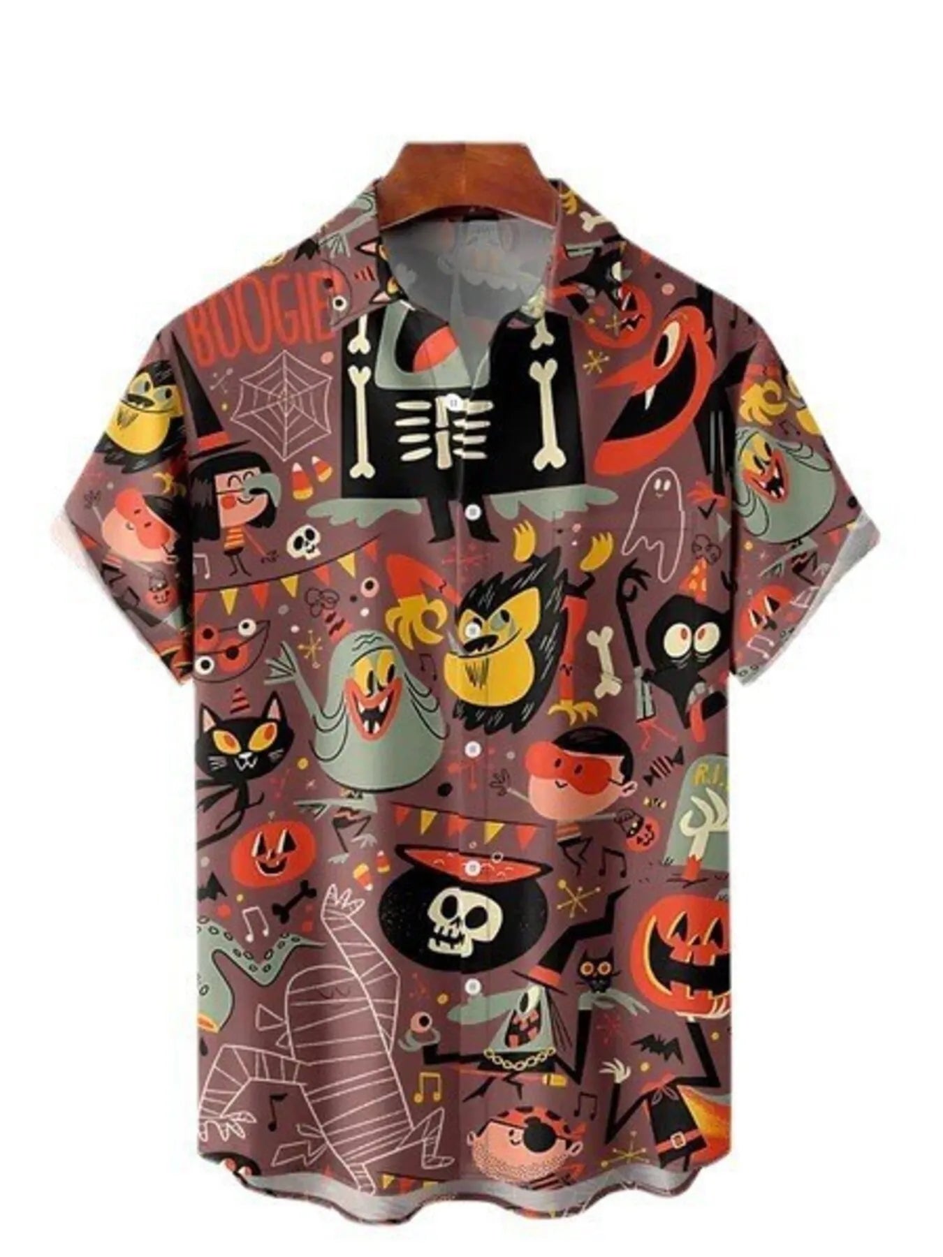 Men's Full Size Printed Button Up Shirt Plus Size