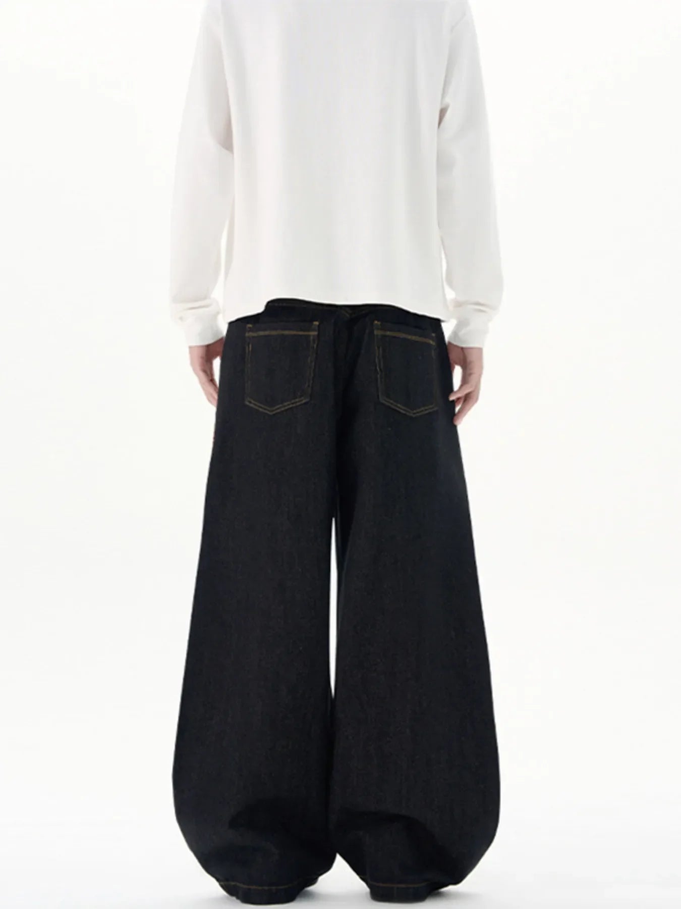 Men's Plus Size Wide Leg Jeans with Detachable Square Scarf