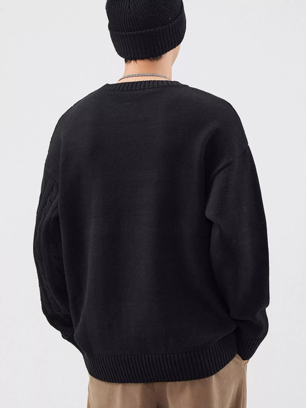 Men's Full Size Cable Knit Long Sleeve Sweater Plus Size