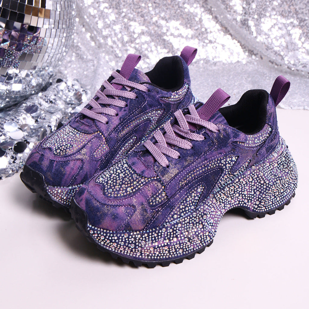Rhinestone Lace Up Sneaker