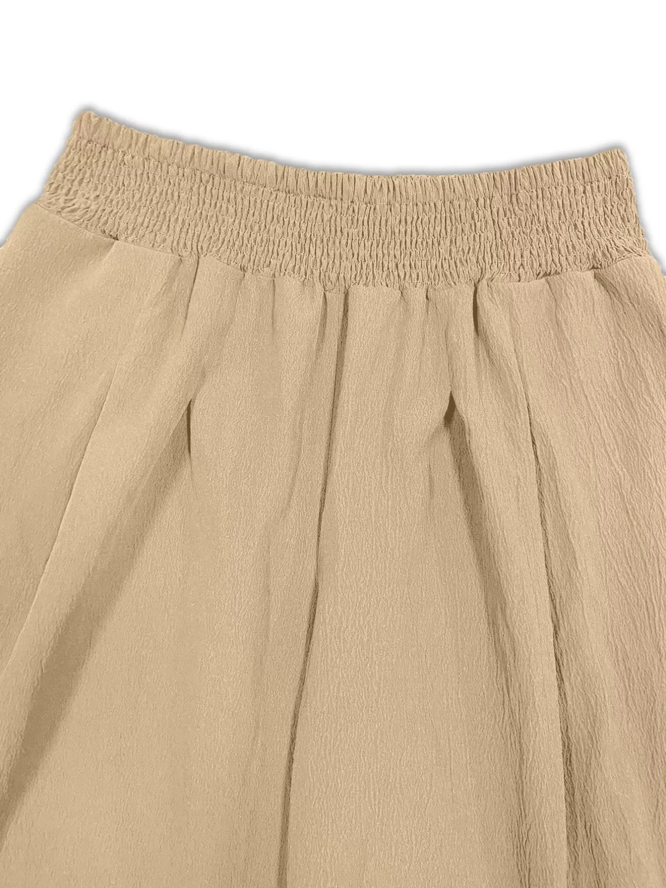 Plus Size Smocked Waist Cropped Wide Leg Pants