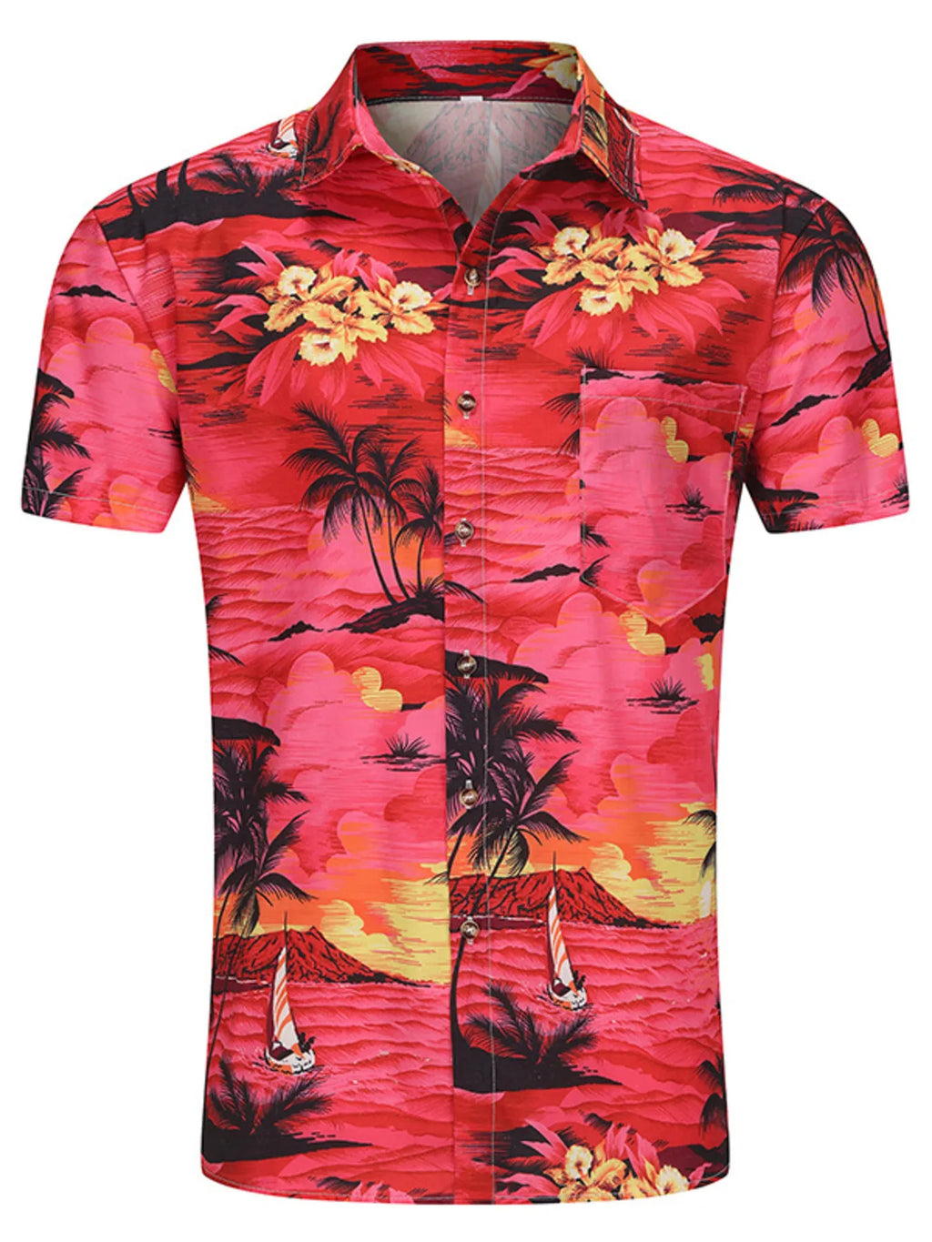 Men's Plus Size Printed Button Up Long Sleeve Shirt