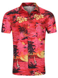 Men's Plus Size Printed Button Up Long Sleeve Shirt
