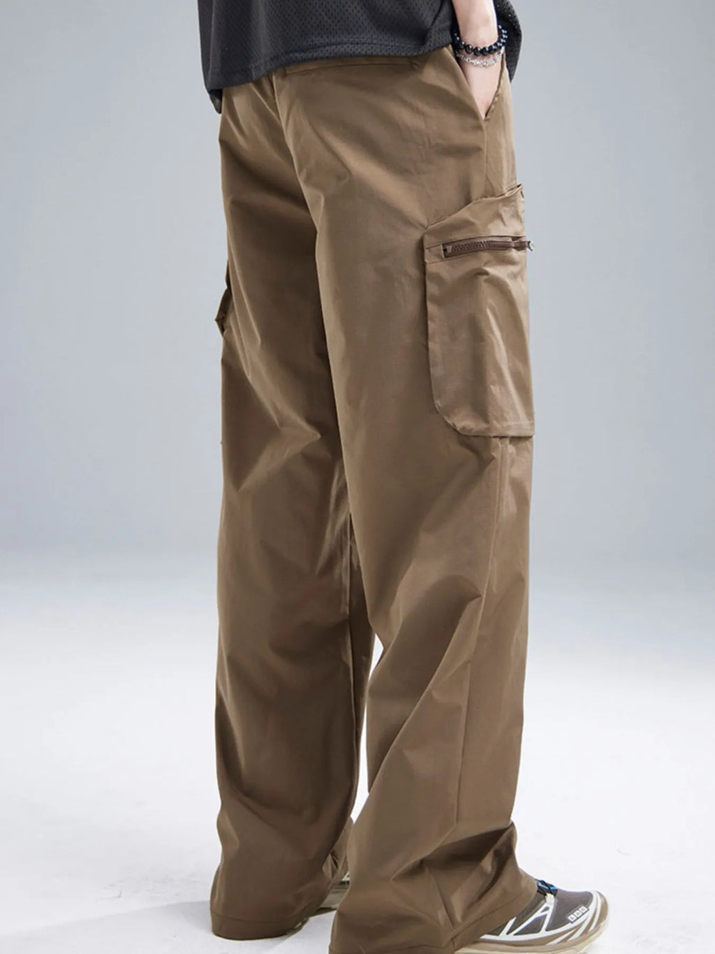 Men's Multi-Pocket Cargo Wide Leg Pants with Drawstring Waist