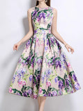 Floral Print Sleeveless Midi Dress
