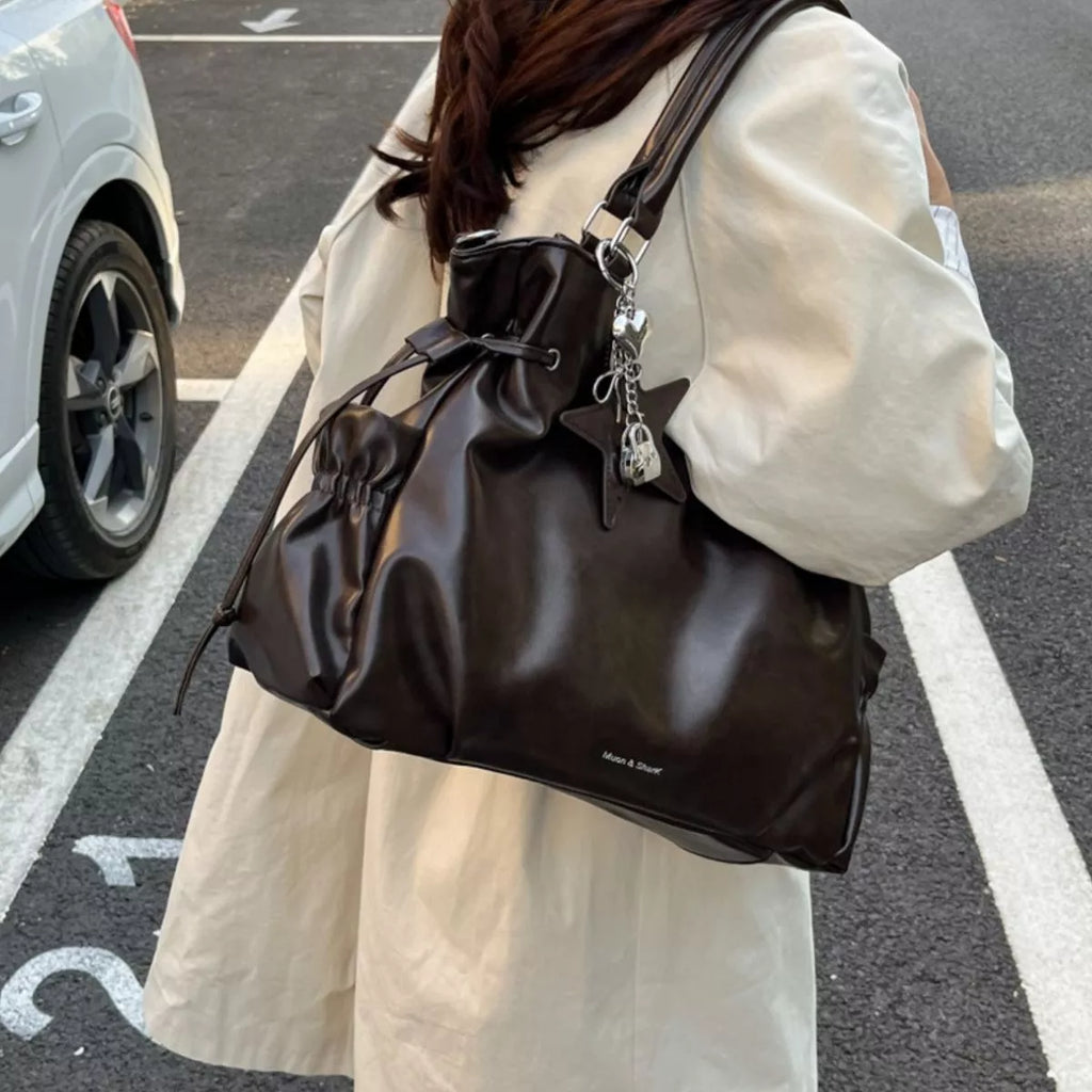 Large Capacity Drawstring Shoulder Bag Handbag