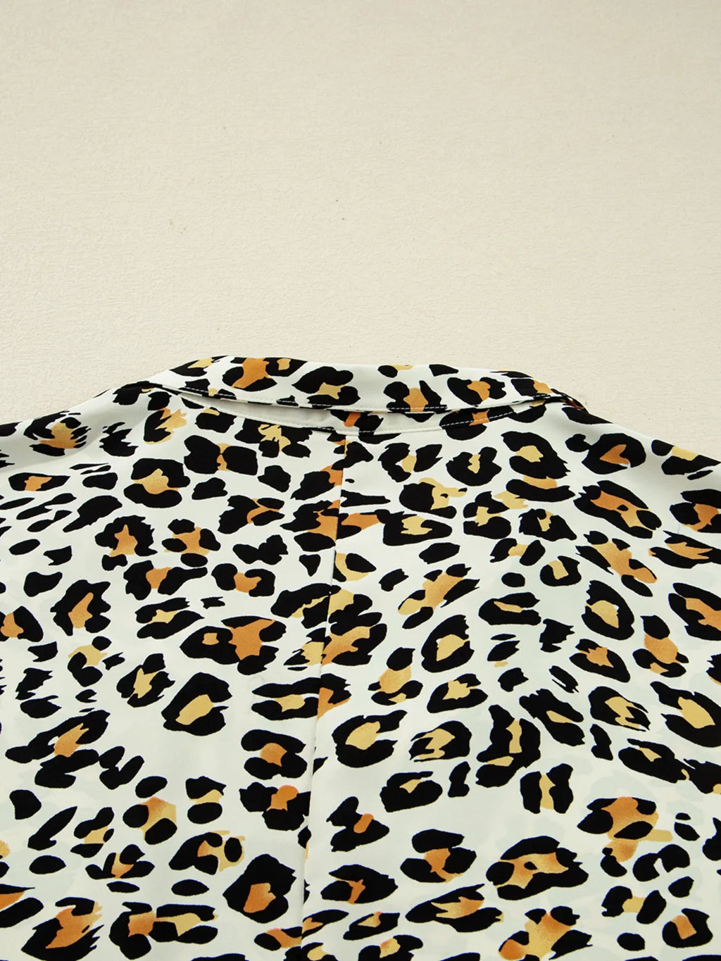 Leopard Print Contrast Striped V Neck Blouse