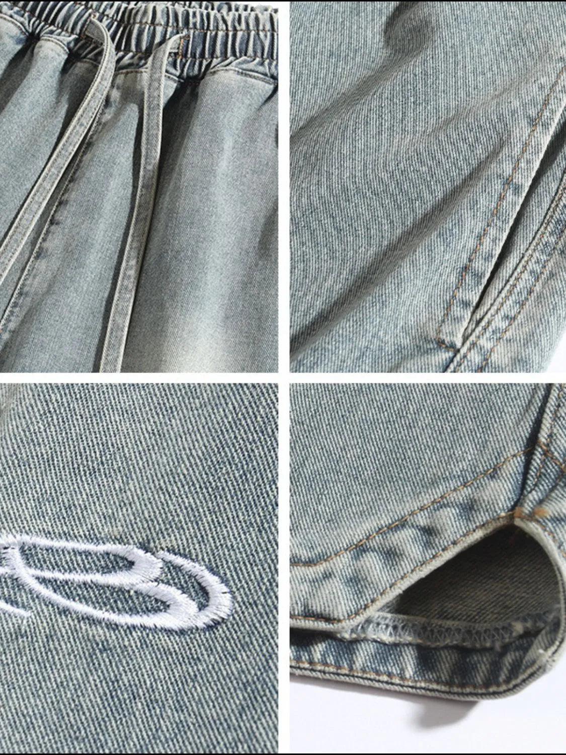 Men's Plus Size Drawstring Denim Shorts