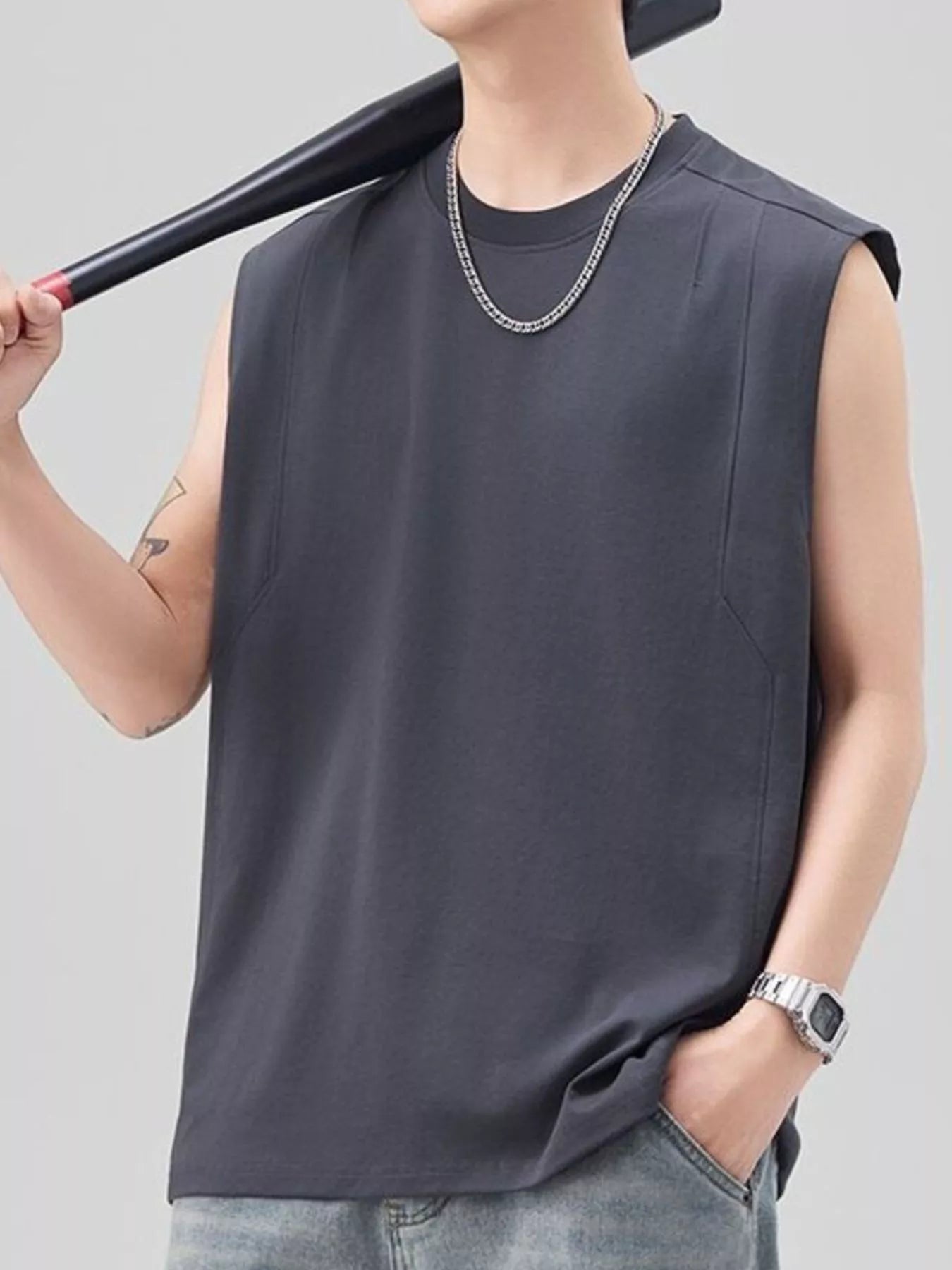 Men's Plus Size Solid Color Casual Tank Top