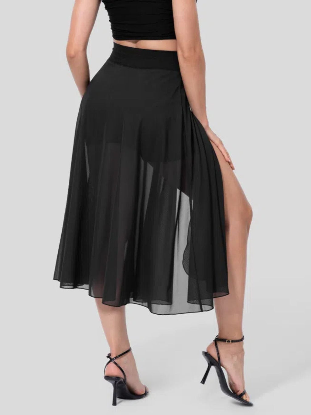 Slit Flowy Skirt with Shorts Liner