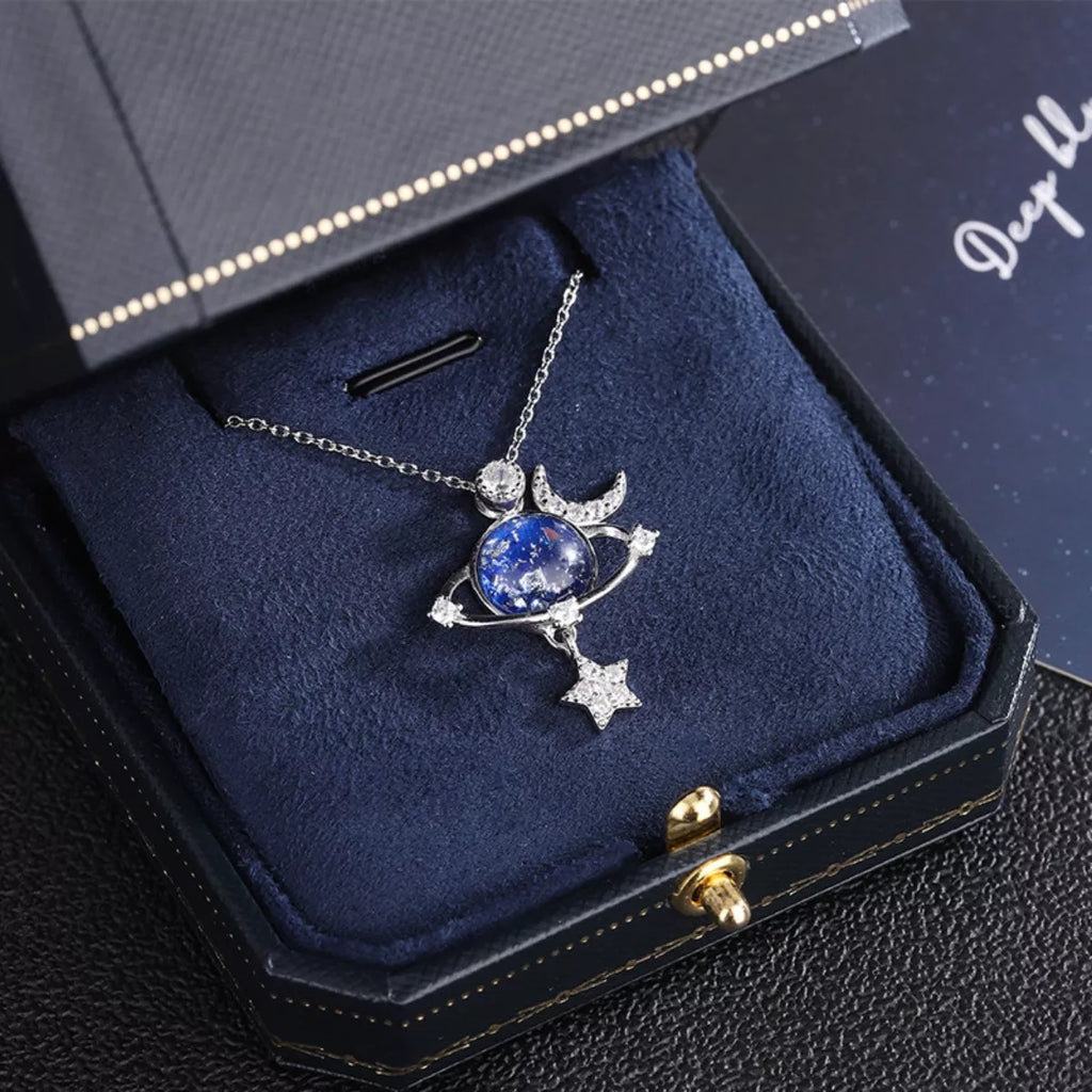 925 Sterling Silver Planet Pendant Necklace