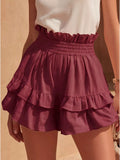 Full Size Ruffled High-Waisted Shorts Plus Size