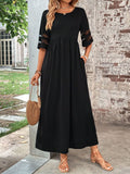 Plus Size Mesh Sleeve Round Neck Dress with Pockets