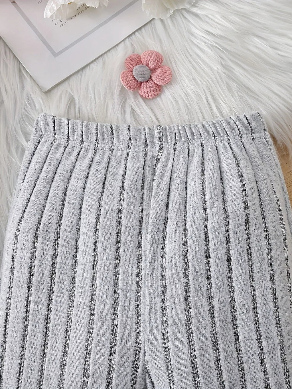 Children's Ribbed Knit Hooded Top and Pants Set