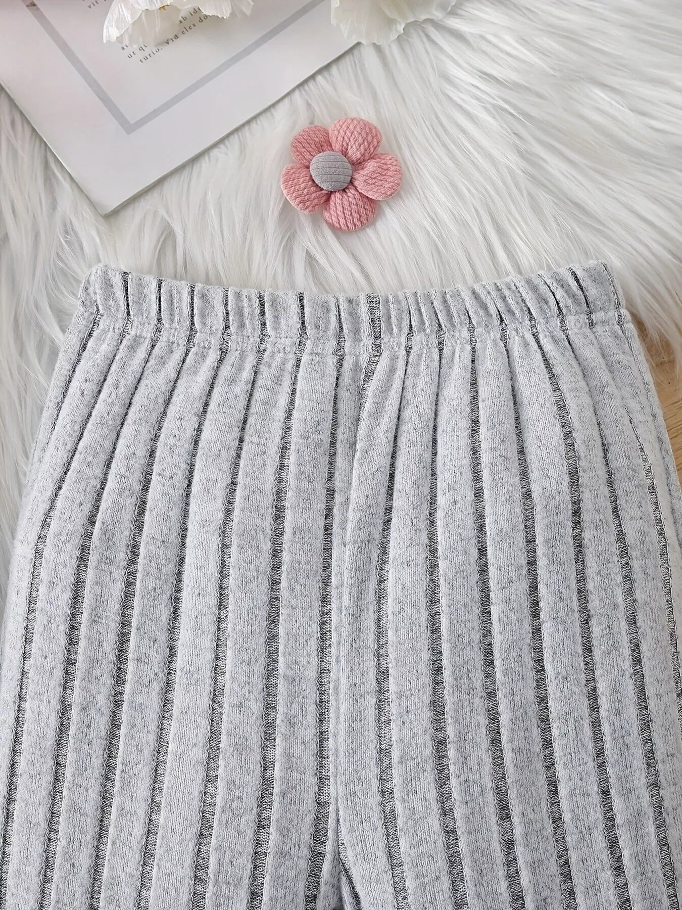 Children's Ribbed Knit Hooded Top and Pants Set