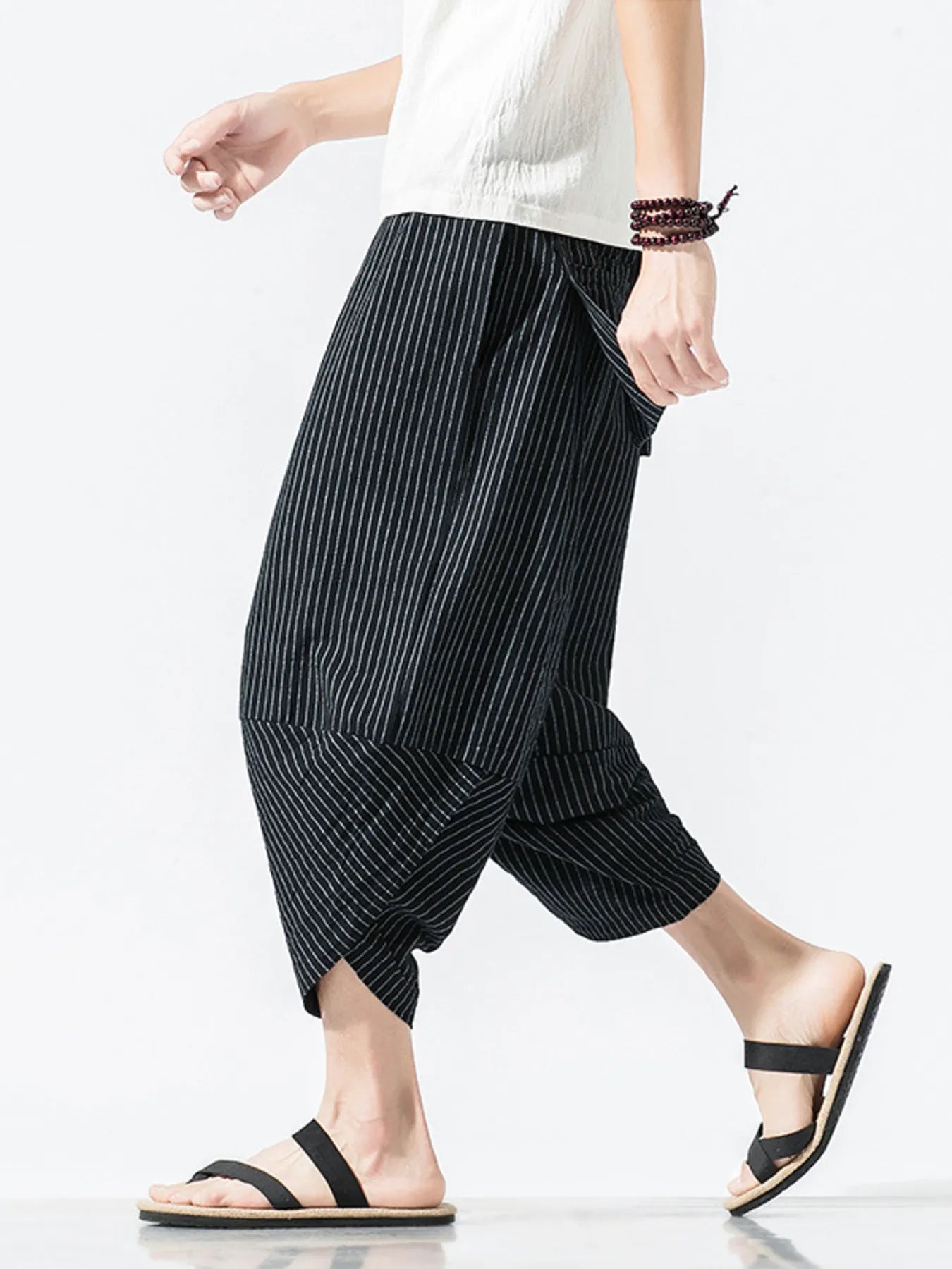 Men's Plus Size Striped Wide Leg Pants