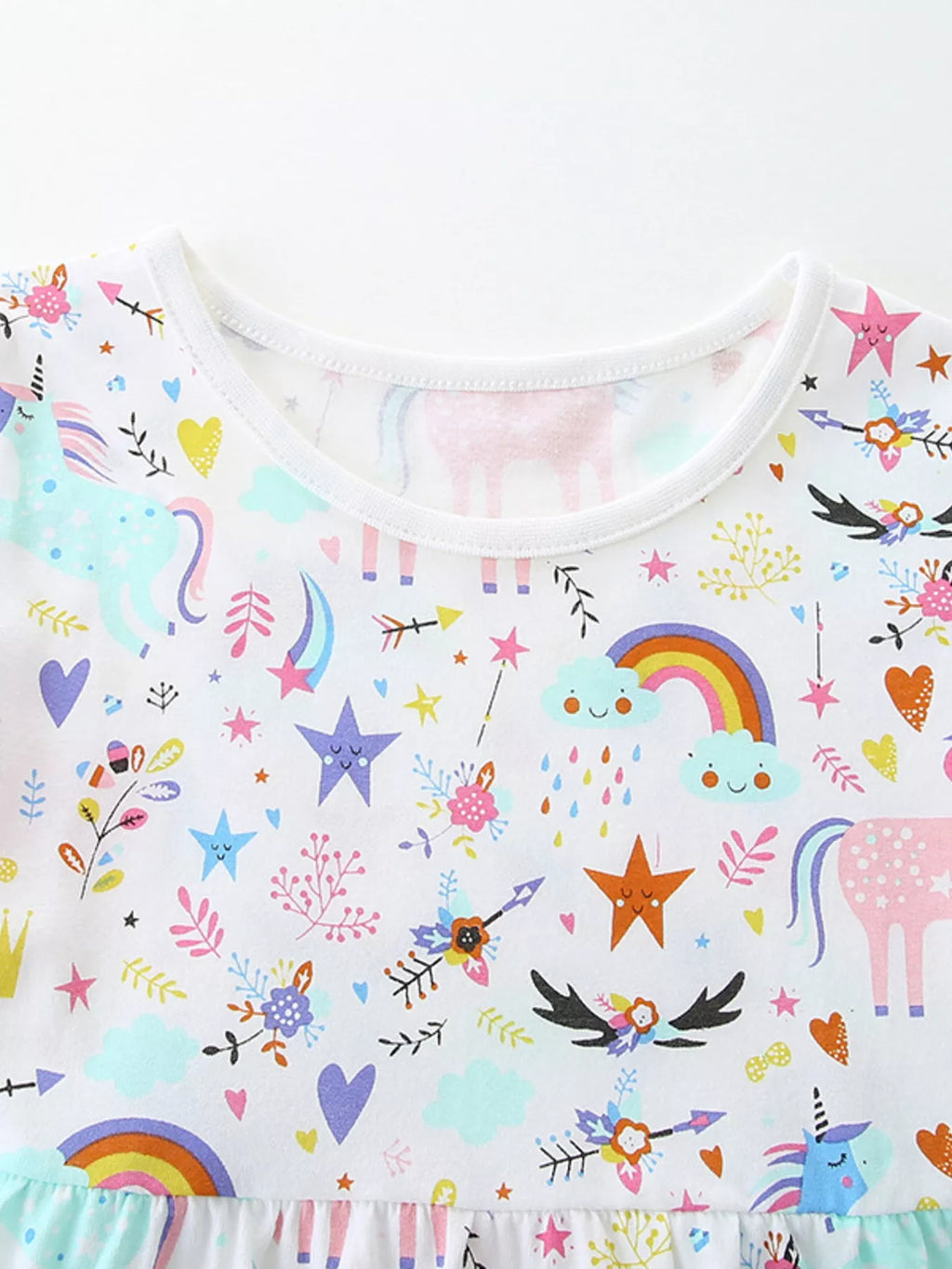 Children's Unicorn Print Short Sleeve Dress